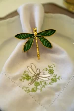 GUARDANAPO BRANCO BORDADO - LIBÉLULA - Imagem 3