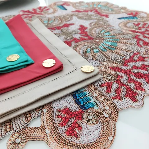 JOGO AMERICANO 3D CORAL - MIÇANGAS BORDADO - Imagem 2