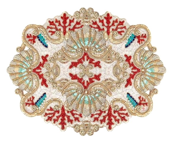 JOGO AMERICANO 3D CORAL - MIÇANGAS BORDADO - Imagem 1