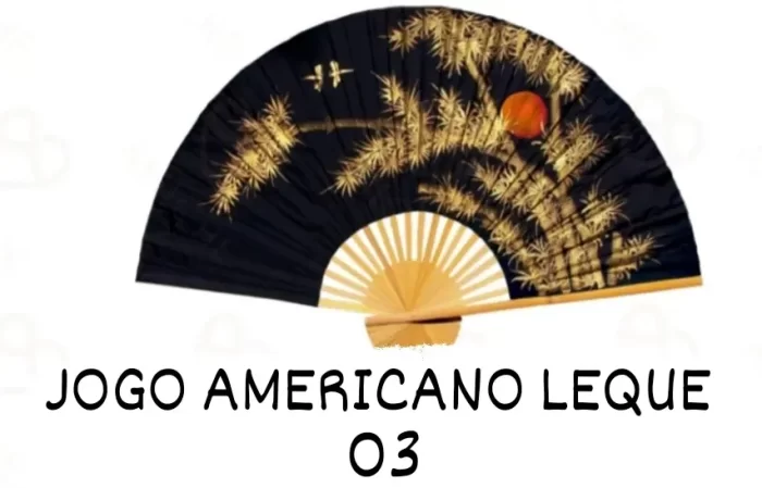 JOGO AMERICANO 3D LEQUE DOURADO E PRETO - ORIENTAL - Imagem 2