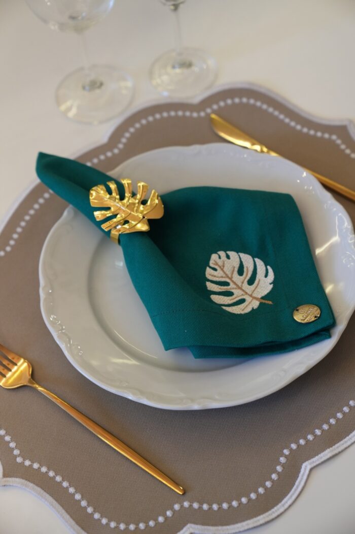 PORTA GUARDANAPO FOLHA DOURADA - Imagem 2