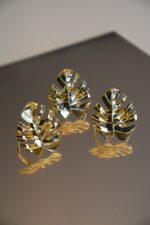 PORTA GUARDANAPO FOLHA DOURADA