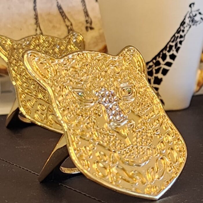 PORTA GUARDANAPO ONÇA SAFARI DOURADO BRILHO - Imagem 1