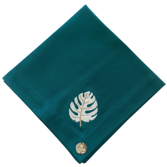 Guardanapo costela de adão GUARDANAPO VERDE COM FOLHA BORDADO - Imagem 1