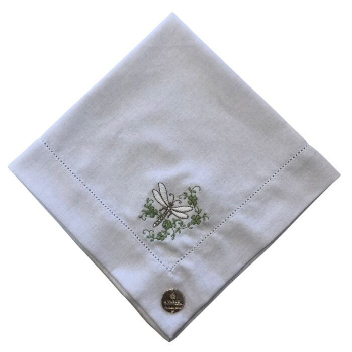 GUARDANAPO BRANCO BORDADO - LIBÉLULA - Imagem 1