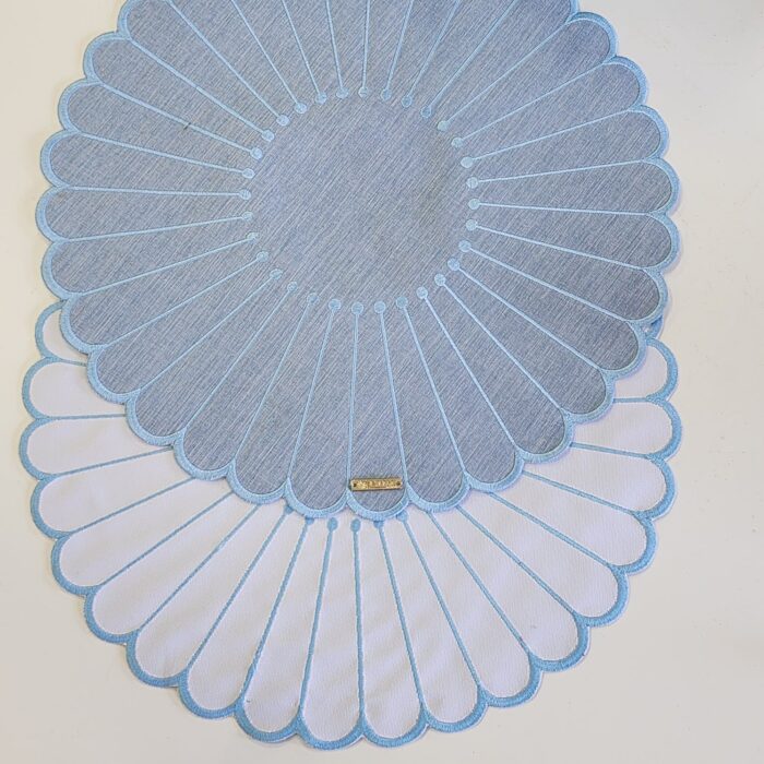 JOGO AMERICANO FLOR LINHO AZUL DUPLA-FACE - Imagem 4