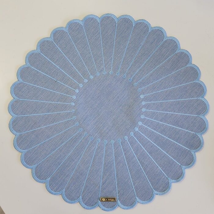 JOGO AMERICANO FLOR LINHO AZUL DUPLA-FACE - Imagem 1