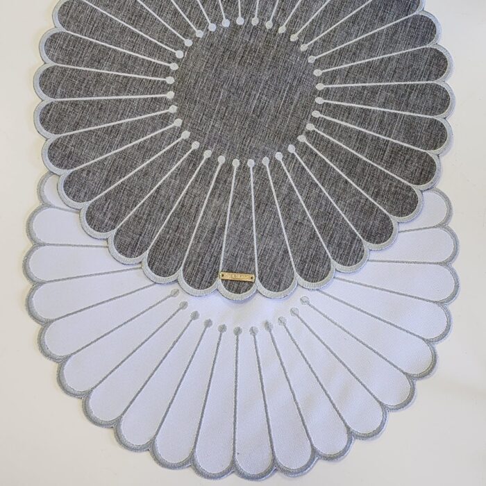 JOGO AMERICANO FLOR LINHO CINZA DUPLA-FACE - Imagem 2