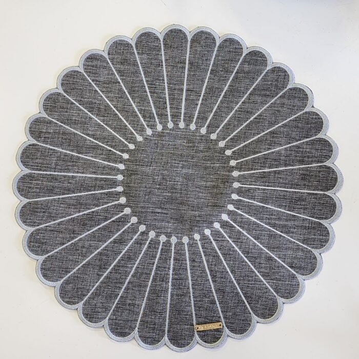 JOGO AMERICANO FLOR LINHO CINZA DUPLA-FACE - Imagem 1