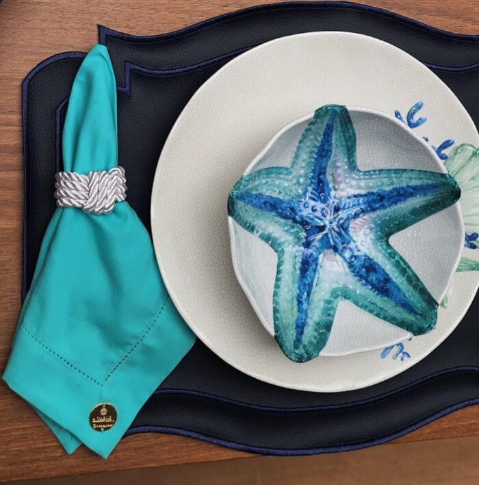 GUARDANAPO LINHO AZUL TURQUESA - Imagem 2